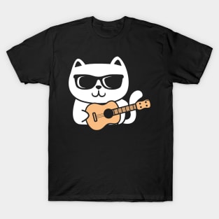 Cool Cat Playing Ukulele T-Shirt